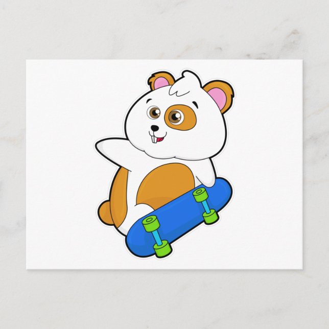 Hamster as Skater with Skateboard Postcard (Front)