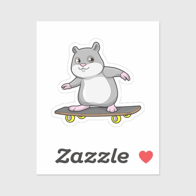 Hamster as Skater with Skateboard Sticker (Sheet)