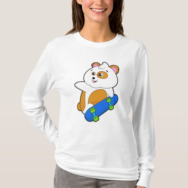 Hamster as Skater with Skateboard T-Shirt (Front)