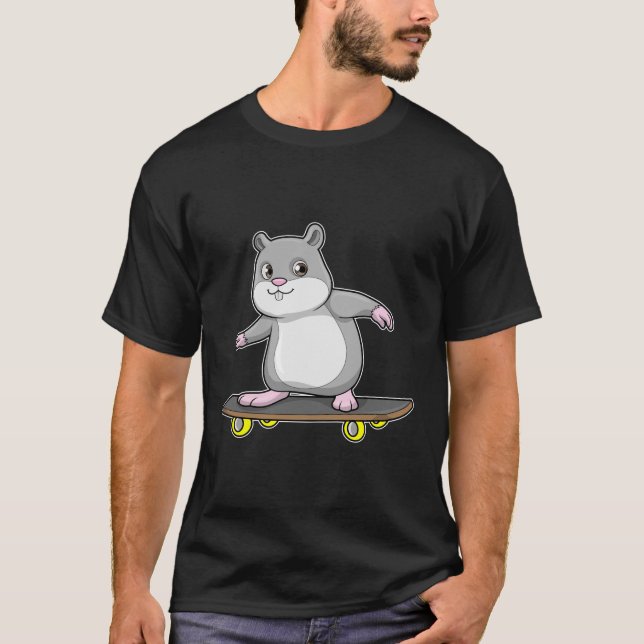 Hamster as Skater with Skateboard T-Shirt (Front)