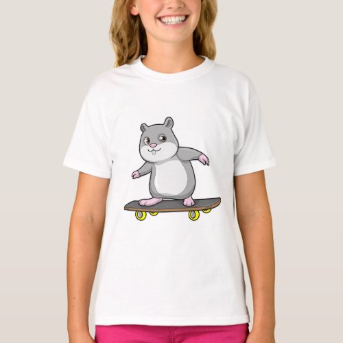 Hamster as Skater with Skateboard T_Shirt