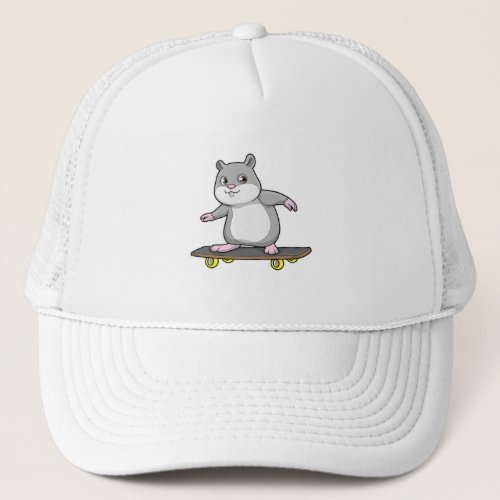 Hamster as Skater with Skateboard Trucker Hat