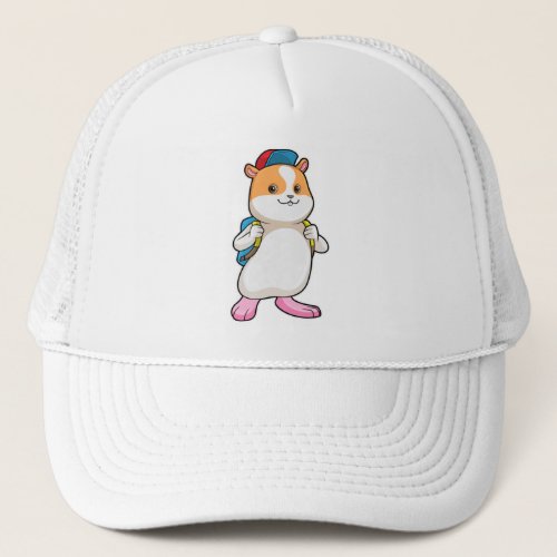 Hamster as Student with Backpack  Cap