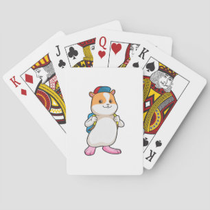 Hamster as Student with Backpack & Cap Poker Cards