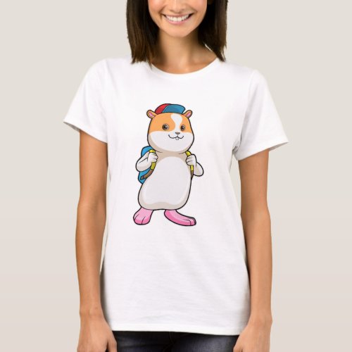 Hamster as Student with Backpack  Cap T_Shirt