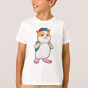 Hamster as Student with Backpack & Cap T-Shirt