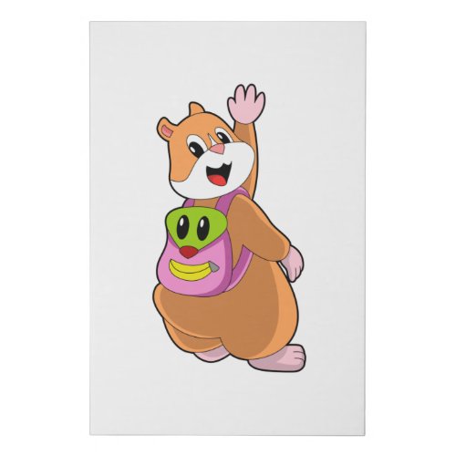 Hamster as Student with BackpackPNG Faux Canvas Print
