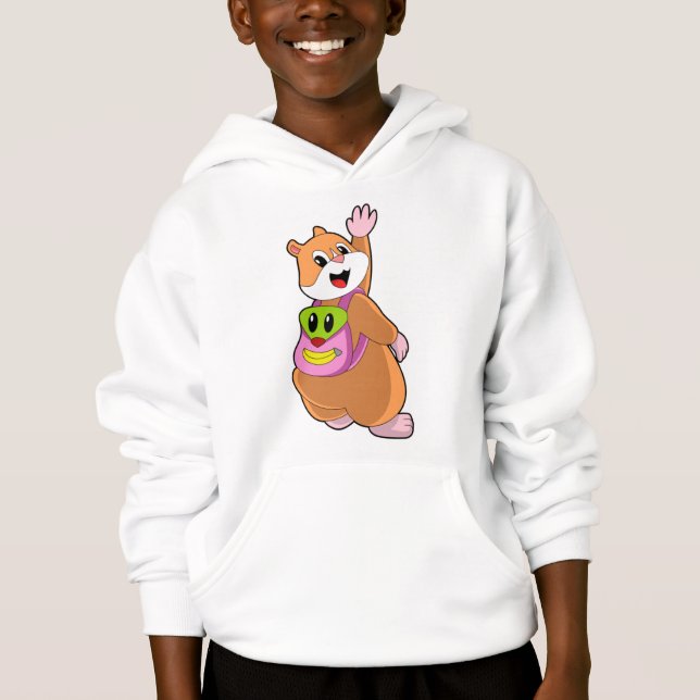 Hamster as Student with Backpack.PNG Hoodie (Front)