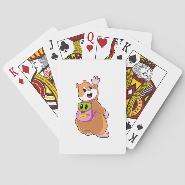Hamster as Student with Backpack.PNG Poker Cards (Back)