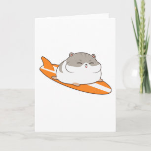 Hamster as Surfer with Surfboard Card