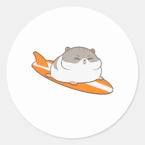 Hamster as Surfer with Surfboard Classic Round Sticker