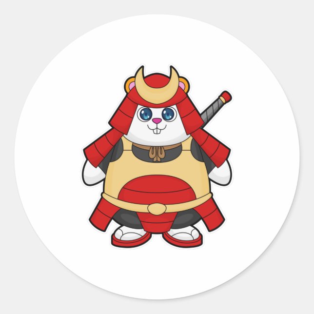 Hamster as Warrior with Armor Classic Round Sticker (Front)