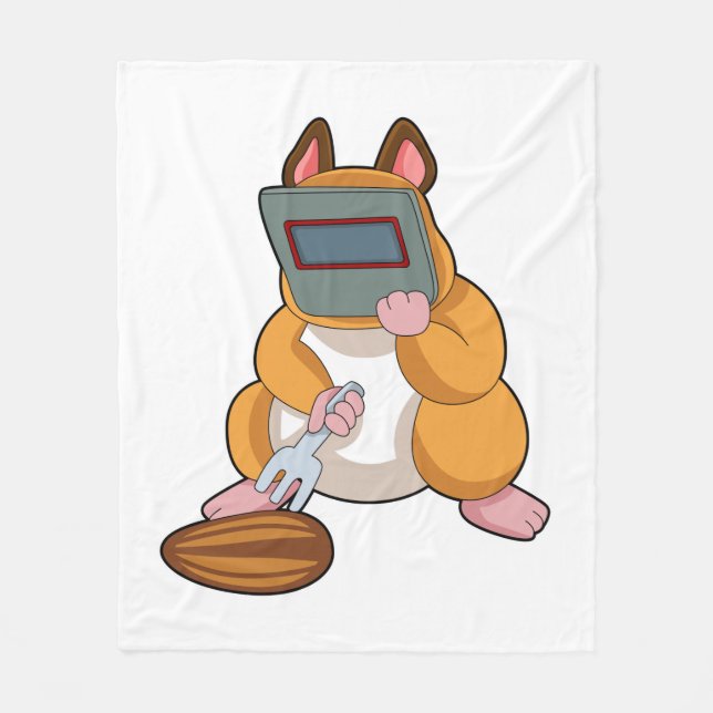 Hamster as Welder.PNG Fleece Blanket (Front)