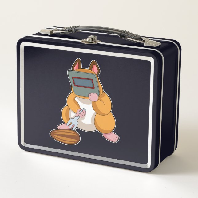 Hamster as Welder.PNG Metal Lunch Box (Front)