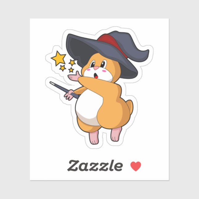 Hamster as Wizard with Magic wand Sticker (Sheet)