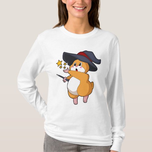 Hamster as Wizard with Magic wand T_Shirt