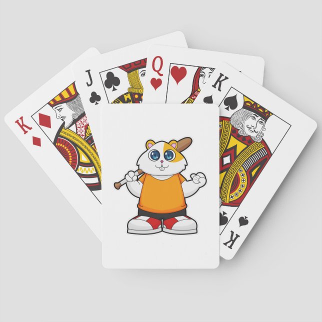 Hamster at Baseball with Baseball bat Poker Cards (Back)