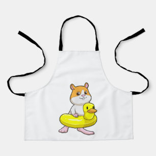 Hamster at Beach with Duck as Swim ring Apron