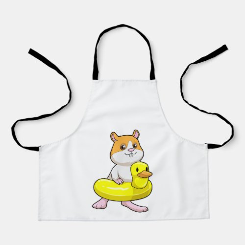 Hamster at Beach with Duck as Swim ring Apron