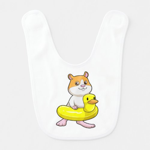 Hamster at Beach with Duck as Swim ring Baby Bib