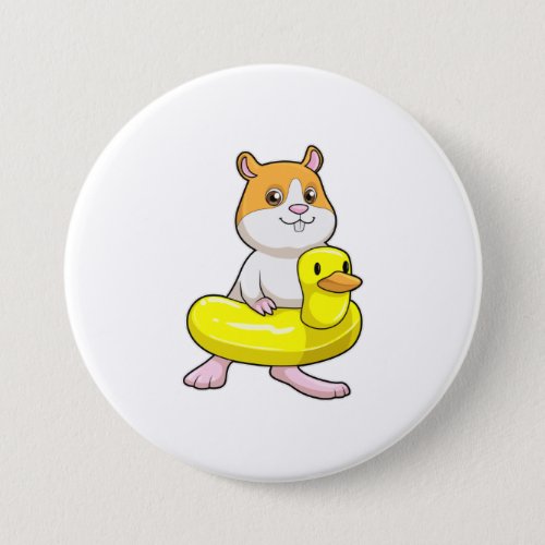 Hamster at Beach with Duck as Swim ring Button