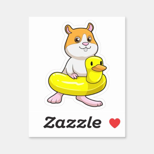 Hamster at Beach with Duck as Swim ring Sticker