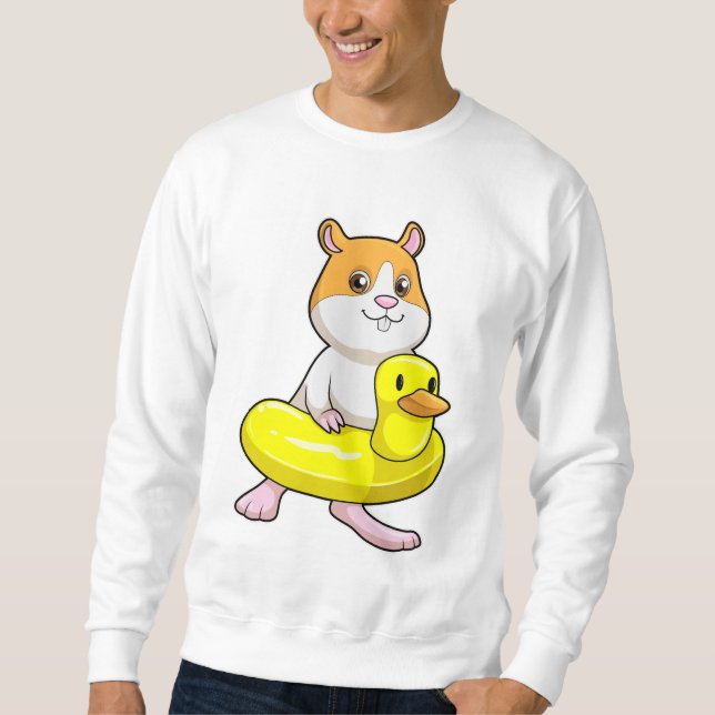 Hamster at Beach with Duck as Swim ring Sweatshirt (Front)