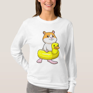 Hamster at Beach with Duck as Swim ring T-Shirt