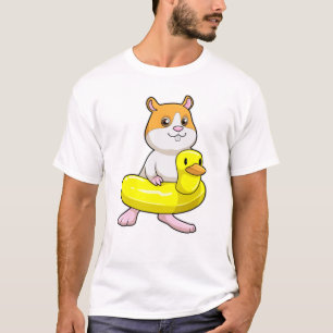 Hamster at Beach with Duck as Swim ring T-Shirt