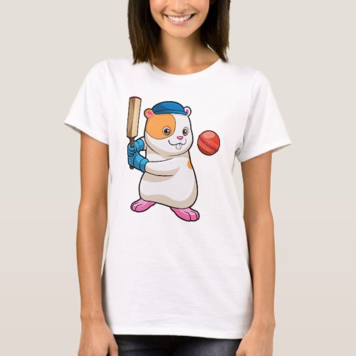 Hamster at Cricket with Cricket bat  Cap T_Shirt