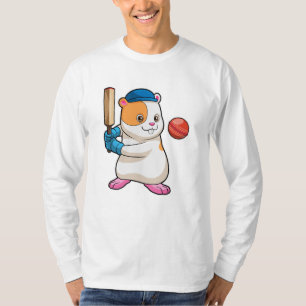 Hamster at Cricket with Cricket bat & Cap T-Shirt