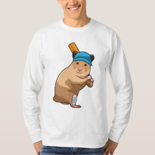 Hamster at Cricket with Cricket bat T-Shirt