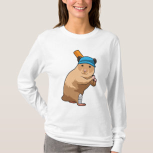 Hamster at Cricket with Cricket bat T-Shirt