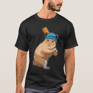 Hamster at Cricket with Cricket bat T-Shirt