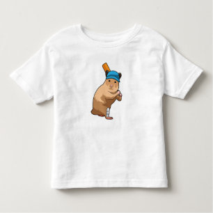 Hamster at Cricket with Cricket bat Toddler T-shirt