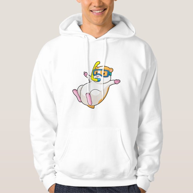 Hamster at Diving with Swimming goggles Hoodie (Front)