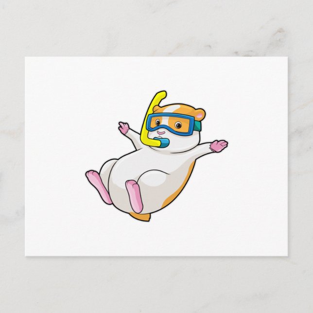 Hamster at Diving with Swimming goggles Postcard (Front)