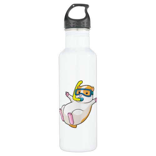 Hamster at Diving with Swimming goggles Stainless Steel Water Bottle