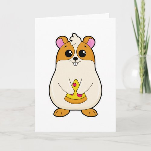 Hamster at Eating of Pizza Card