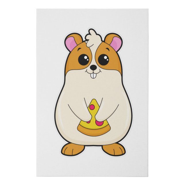 Hamster at Eating of Pizza Faux Canvas Print (Front)