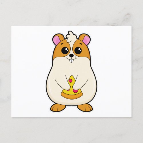 Hamster at Eating of Pizza Postcard