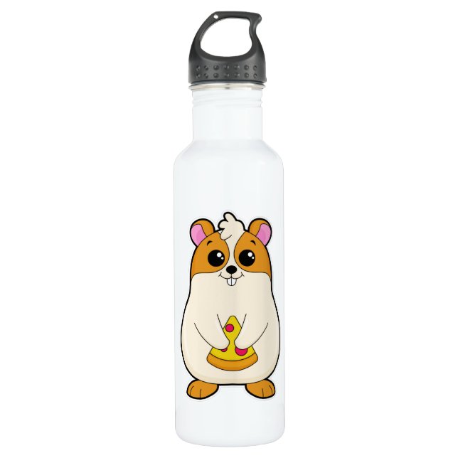 Hamster at Eating of Pizza Stainless Steel Water Bottle (Front)