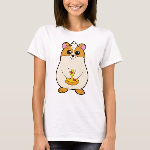 Hamster at Eating of Pizza T_Shirt