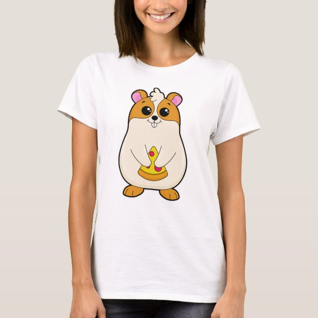 Hamster at Eating of Pizza T-Shirt (Front)