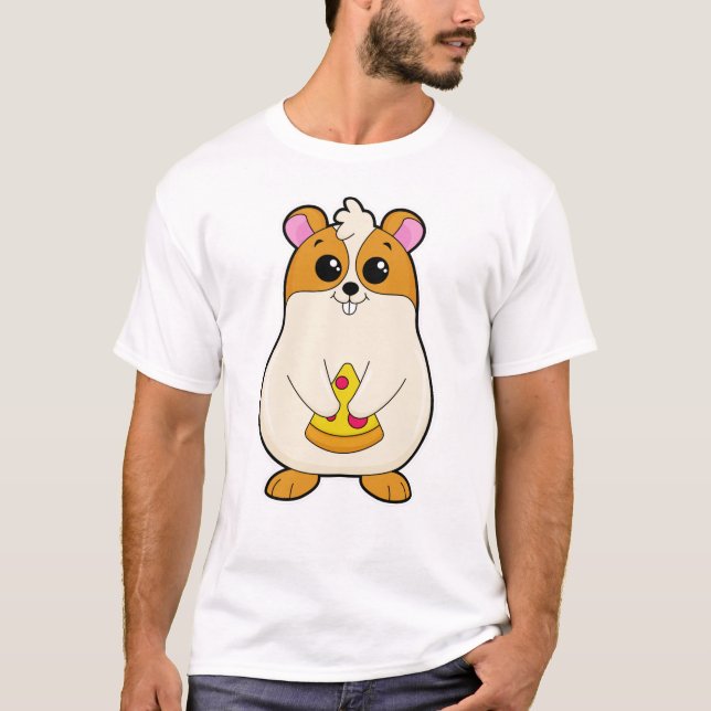 Hamster at Eating of Pizza T-Shirt (Front)