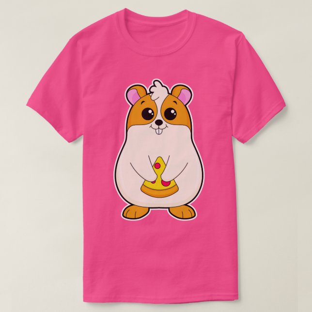 Hamster at Eating of Pizza T-Shirt (Design Front)