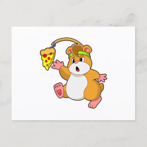 Hamster at Eating with Pizza Postcard