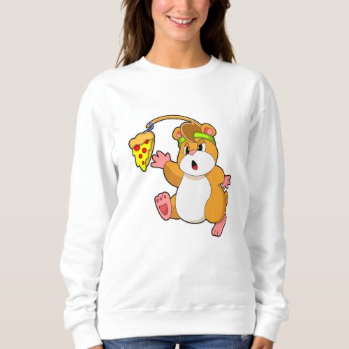 Hamster at Eating with Pizza Sweatshirt