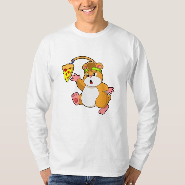 Hamster at Eating with Pizza T-Shirt (Front)
