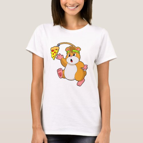 Hamster at Eating with Pizza T_Shirt